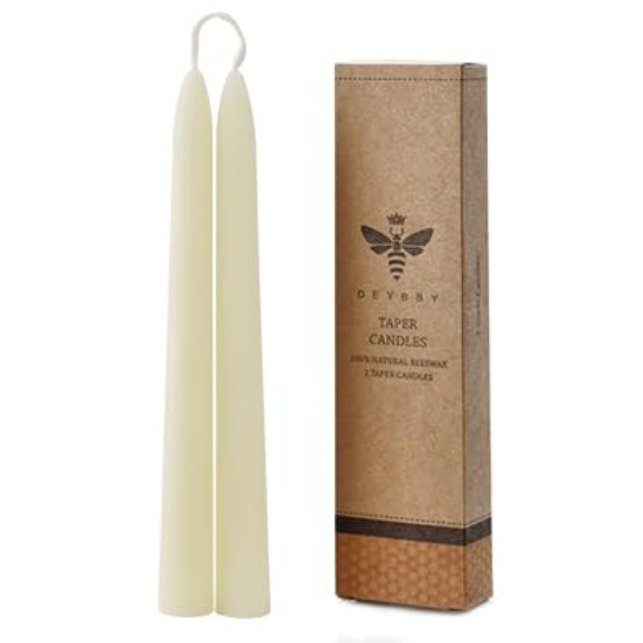 Beeswax Taper Candle - Natural White Beeswax Taper Candles Set