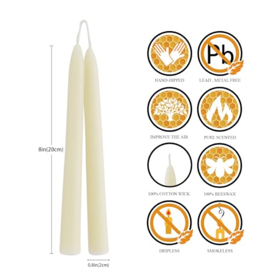 Natural White Beeswax Taper Ca - огляд і ціна Beeswax Taper Candle