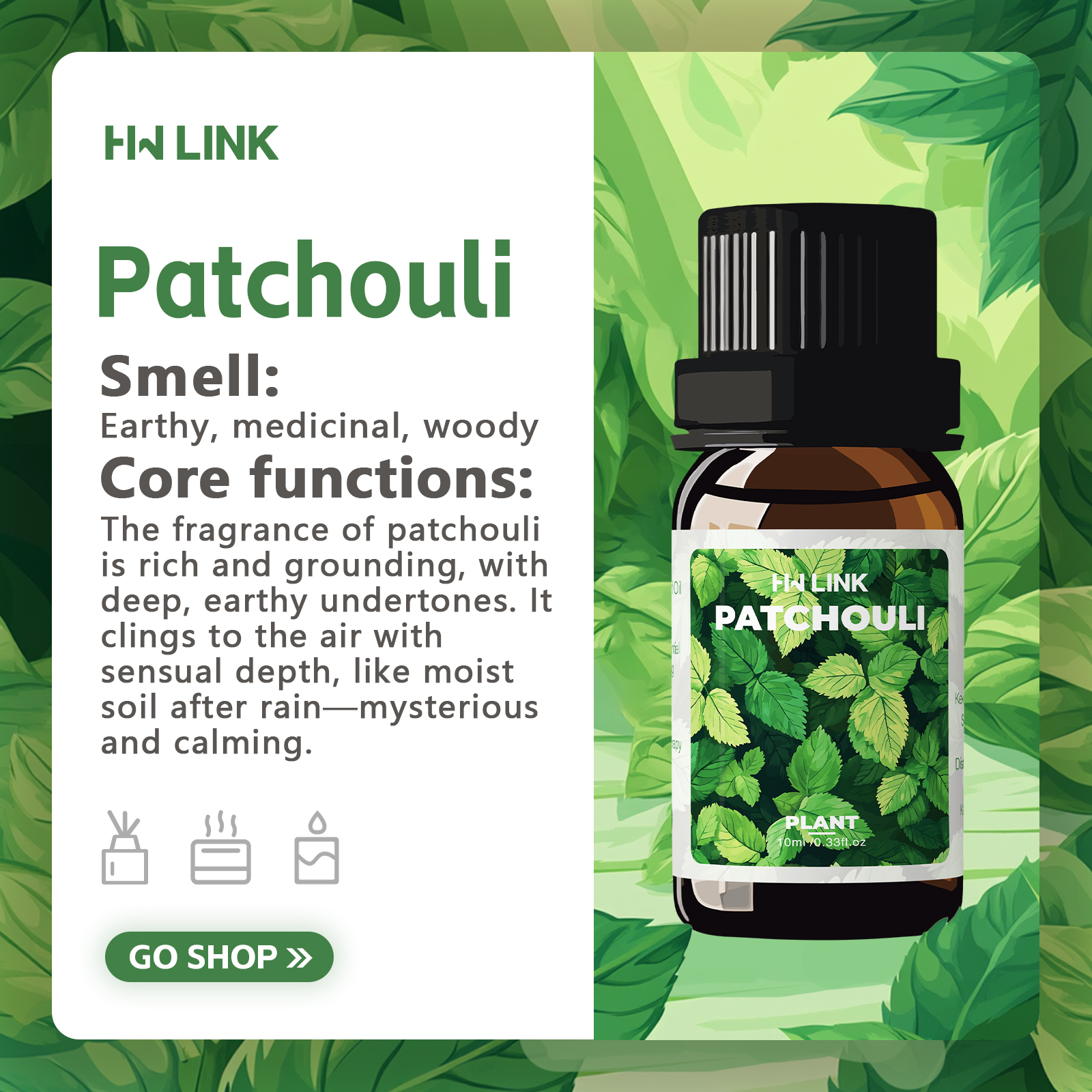 10ml Patchouli Essential Oils  - огляд і ціна Home Fragrance Gift