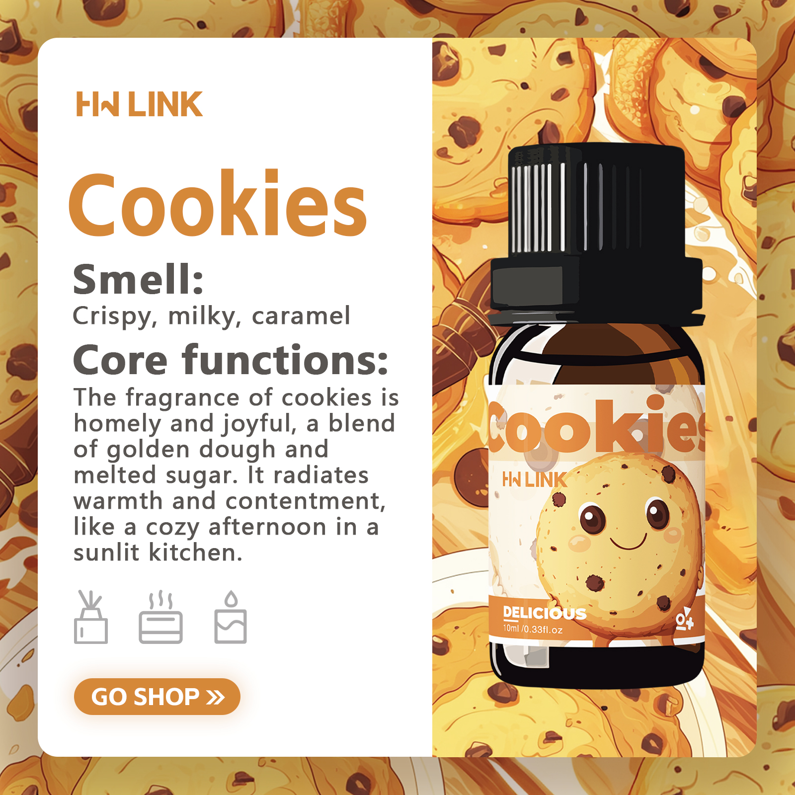10ml Cookies Essential Oils  f - огляд і ціна Home Fragrance Gift