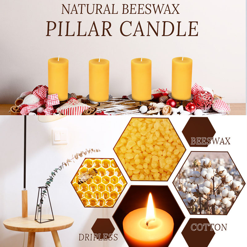 4pcs/lot Natural Beeswax Pilla - огляд і ціна Beeswax Taper Candle