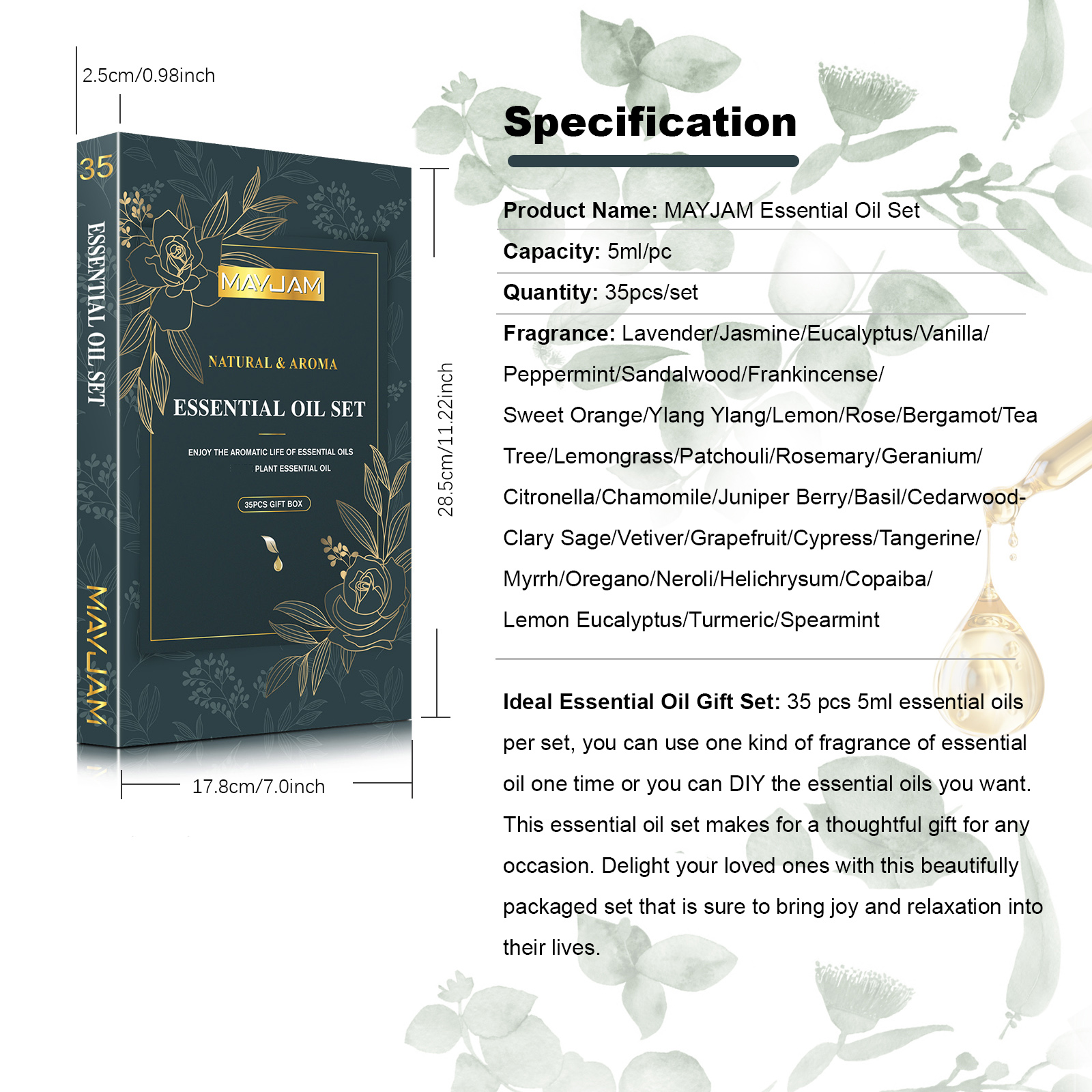 MAYJAM 35 Bottles Aromatherapy - огляд і ціна Home Fragrance Eucalyptus