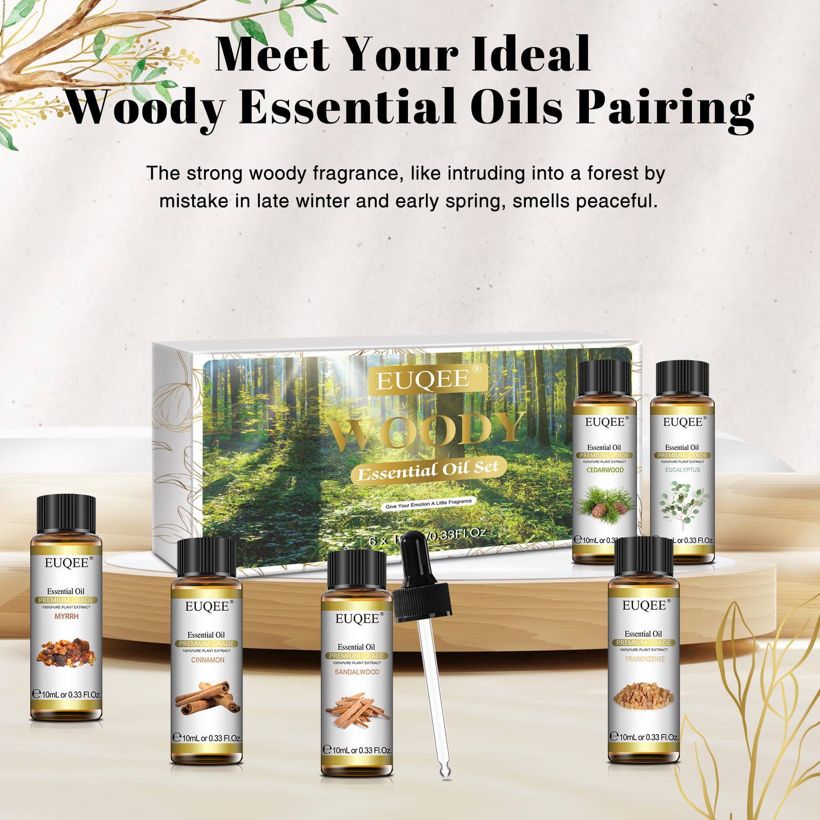 EUQEE 6 Bottles Woody Series E - огляд і ціна Home Fragrance Eucalyptus