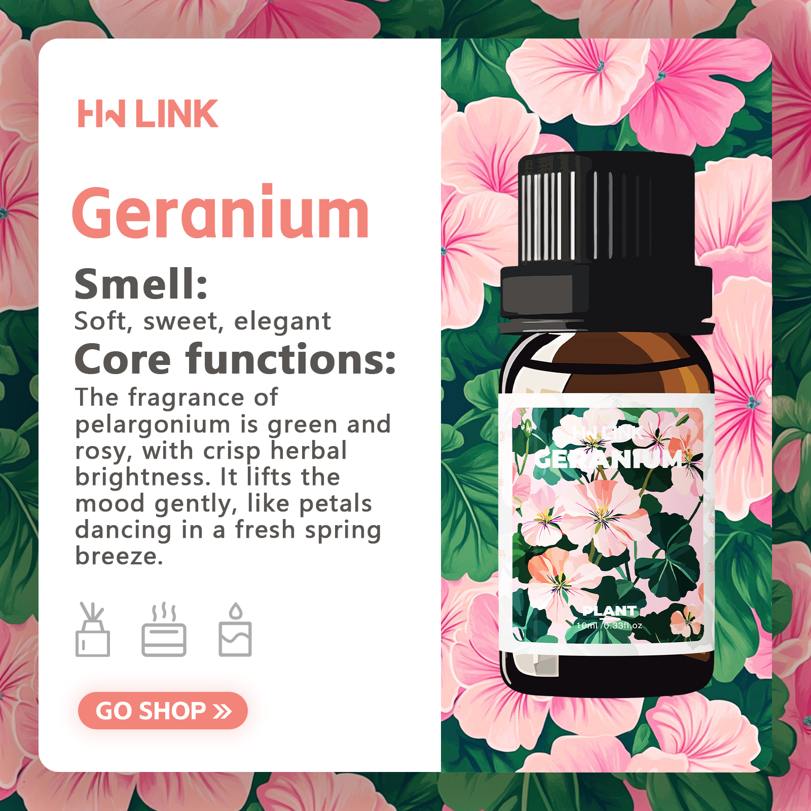 Geranium Essential Oil 10ml 10 - огляд і ціна Home Fragrance Gift